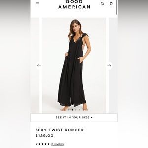 GOOD AMERICAN Black Sexy Twisted Romper